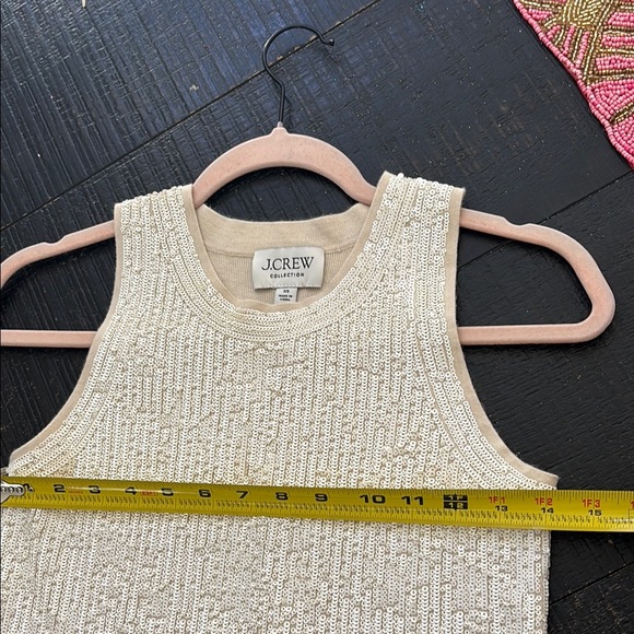 J. Crew Collection sequin halter crop sweater-l tank in beige size XS - Picture 6 of 8